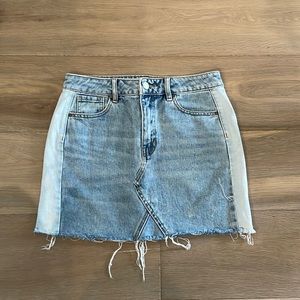 Pacsun denim miniskirt with acid wash side panel
